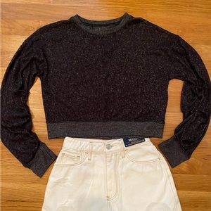 Zella girls supersoft black cropped long sleeve top girls 10/12